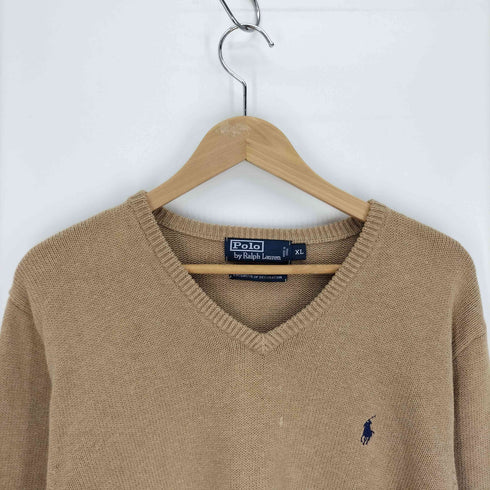 ポロバイラルフローレン Polo by RALPH LAUREN 90S ポニー刺繍 Vネック プルオーバー ニット セーター メンズ import:XL