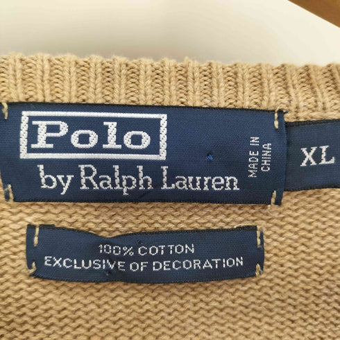 ポロバイラルフローレン Polo by RALPH LAUREN 90S ポニー刺繍 Vネック プルオーバー ニット セーター メンズ import:XL