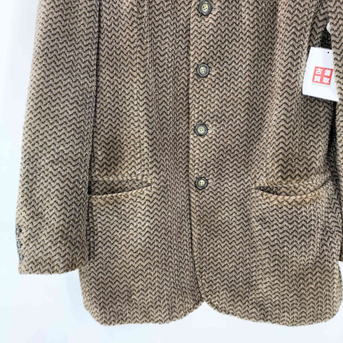 ジョルジオアルマーニ Giorgio Armani 80-90S イタリア製 黒タグ コットン ポリ ヘリンボーン パイル 6B ジャケット メンズ EUR:48