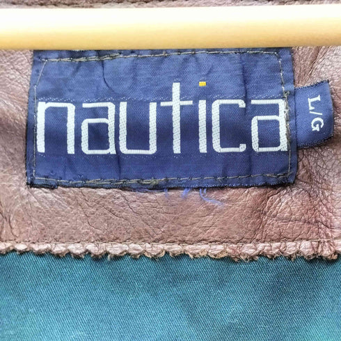 ノーティカ NAUTICA 80-90S シープ レザー 中綿 ジップアップ ブルゾン ジャケット メンズ import:L