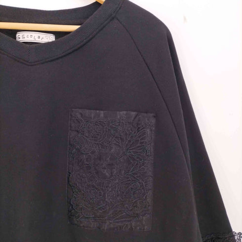 スカラー ScoLar ドルマンスリーブ 袖刺繍 プルオーバースウェット レディース JPN:M