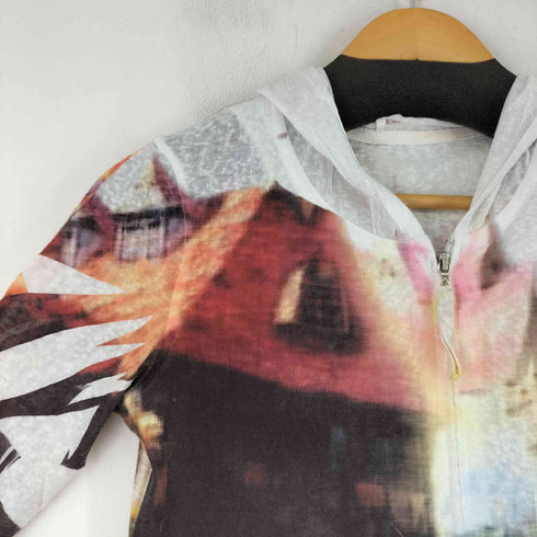 ラインストーン グラフィックプリント ジップアップパーカー レディース