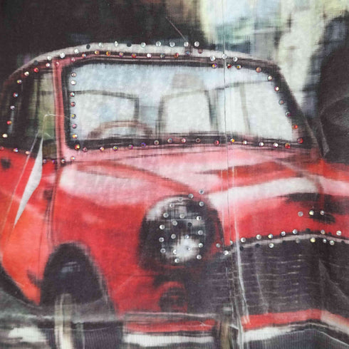 ラインストーン グラフィックプリント ジップアップパーカー レディース