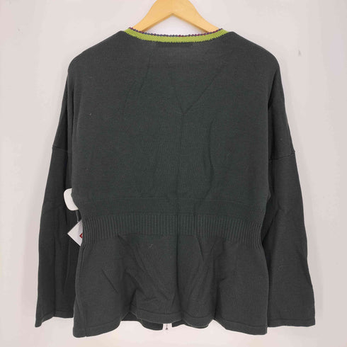 アルベロベロ OLLEBOREBLA オレボレブラ ブタさん スパンコール アップリケ ビジュー装飾 カシミヤ混 ダブルジップ カーディガン レディース