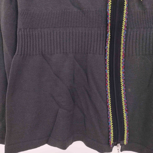 アルベロベロ OLLEBOREBLA オレボレブラ ブタさん スパンコール アップリケ ビジュー装飾 カシミヤ混 ダブルジップ カーディガン レディース