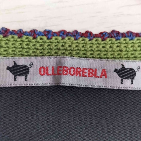 アルベロベロ OLLEBOREBLA オレボレブラ ブタさん スパンコール アップリケ ビジュー装飾 カシミヤ混 ダブルジップ カーディガン レディース