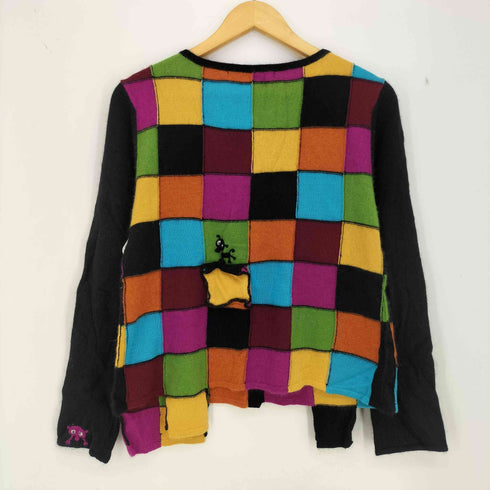 アルベロベロ OLLEBOREBLA オレボレブラ ブタさん 異素材混紡 マルチカラーブロック カーディガン レディース