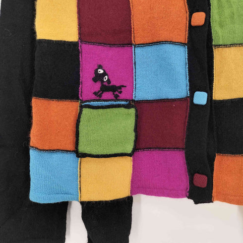 アルベロベロ OLLEBOREBLA オレボレブラ ブタさん 異素材混紡 マルチカラーブロック カーディガン レディース