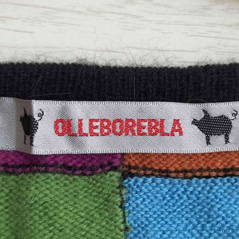 アルベロベロ OLLEBOREBLA オレボレブラ ブタさん 異素材混紡 マルチカラーブロック カーディガン レディース