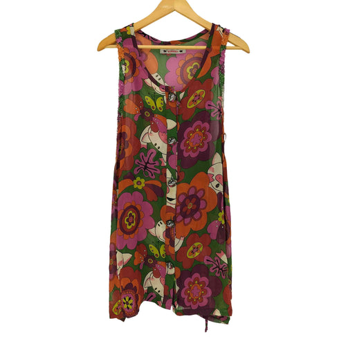 アルベロベロ OLLEBOREBLA オレボレブラ ブタさん おはな 総柄 シアー シースルー チュニック ジレ レディース