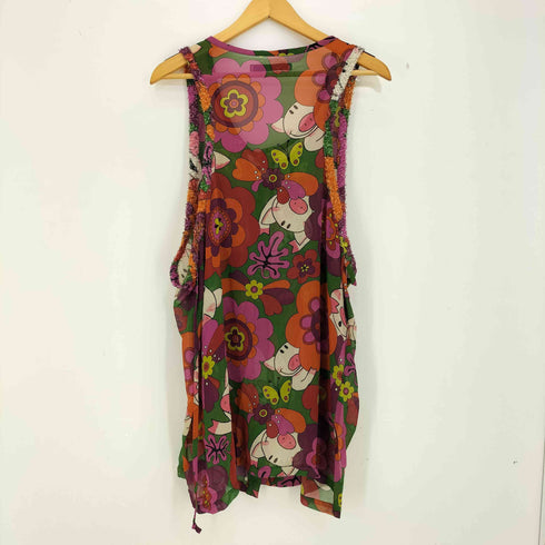 アルベロベロ OLLEBOREBLA オレボレブラ ブタさん おはな 総柄 シアー シースルー チュニック ジレ レディース