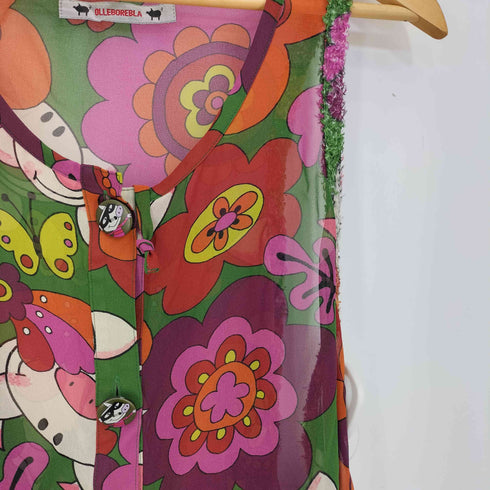 アルベロベロ OLLEBOREBLA オレボレブラ ブタさん おはな 総柄 シアー シースルー チュニック ジレ レディース