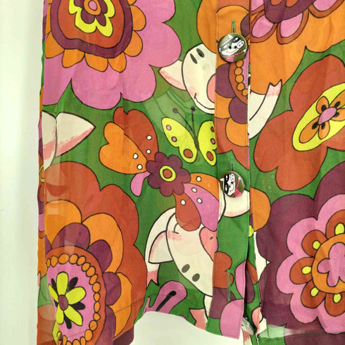 アルベロベロ OLLEBOREBLA オレボレブラ ブタさん おはな 総柄 シアー シースルー チュニック ジレ レディース