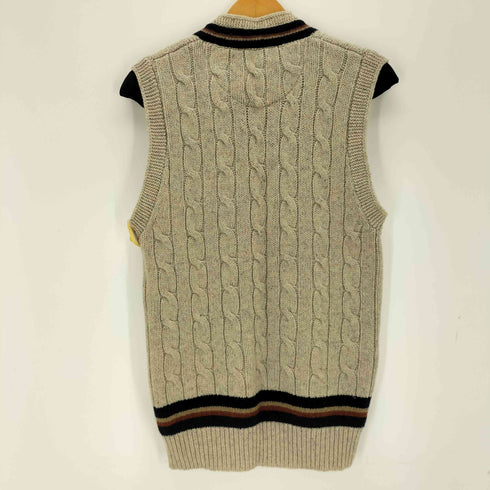 フレッドペリー FRED PERRY 月桂樹ロゴ刺繍 ウール100%ケーブルニットベスト メンズ JPN:S