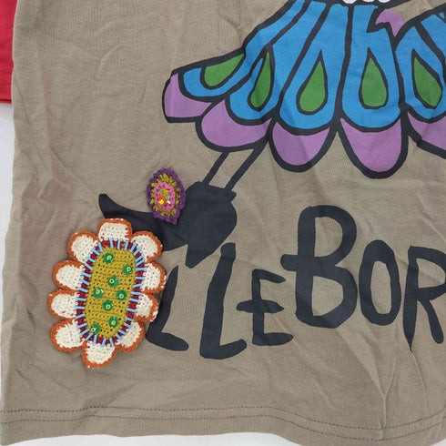 アルベロベロ OLLEBOREBLA オレボレブラ ブタさん ドレス 顔料プリント アップリケ ビジュー装飾 フェイクレイヤード 七分丈カットソー レディース