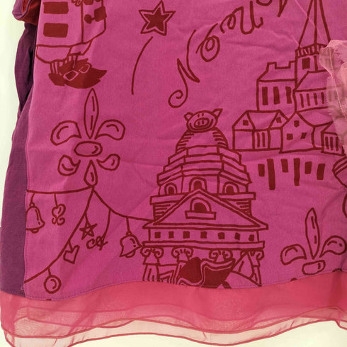 アルベロベロ OLLEBOREBLA オレボレブラ ブタさん ヨーロッパ 中世 テープフリンジ フラワー装飾 シアー切替 ネックデザイン ボートネック長袖カットソー レディース