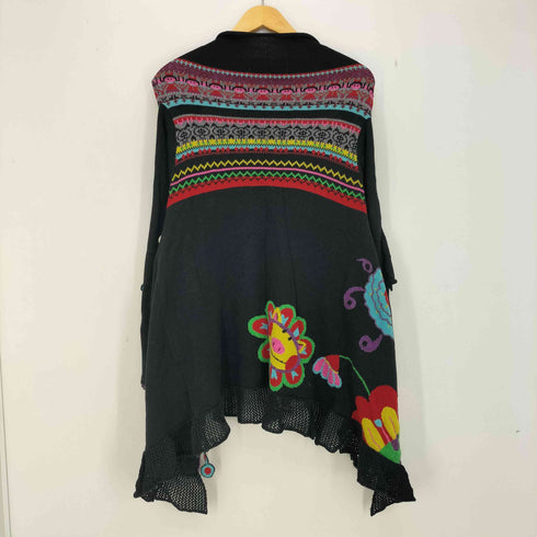 アルベロベロ OLLEBOREBLA オレボレブラ おはな ラメ糸 幾何学模様 刺繍 変形 アシンメトリー ボタンレスカーディガン レディース