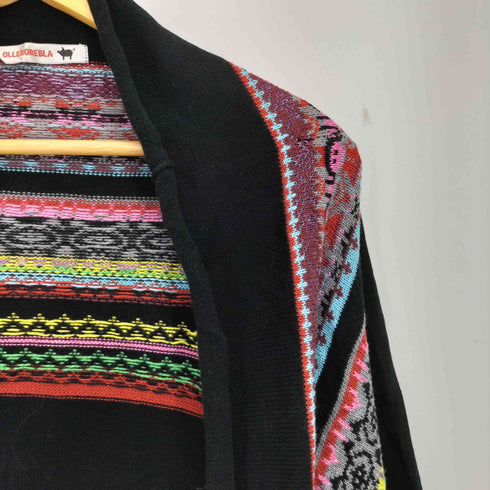 アルベロベロ OLLEBOREBLA オレボレブラ おはな ラメ糸 幾何学模様 刺繍 変形 アシンメトリー ボタンレスカーディガン レディース