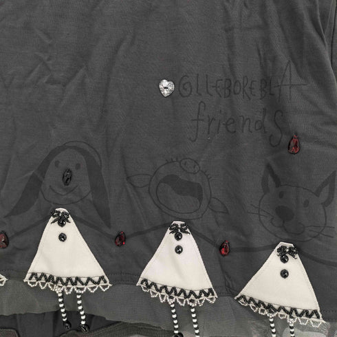 アルベロベロ OLLEBOREBLA オレボレブラ ブタさん おともだち 顔料プリント シアーレイヤードデザイン ビジュー装飾 半袖カットソー レディース