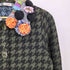 アルベロベロ OLLEBOREBLA オレボレブラ ガングラブチェック 付け襟 アップリケ ビジュー装飾 刺繍 ステンカラー ハーフコート レディース