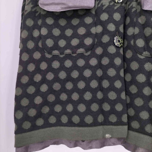 アルベロベロ OLLEBOREBLA オレボレブラ ガングラブチェック 付け襟 アップリケ ビジュー装飾 刺繍 ステンカラー ハーフコート レディース