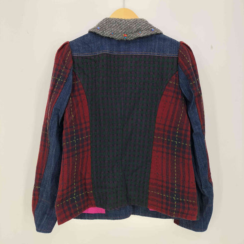 アルベロベロ OLLEBOREBLA オレボレブラ デニム 異素材 配色切替 ビジュー装飾 カーブデザインジャケット レディース