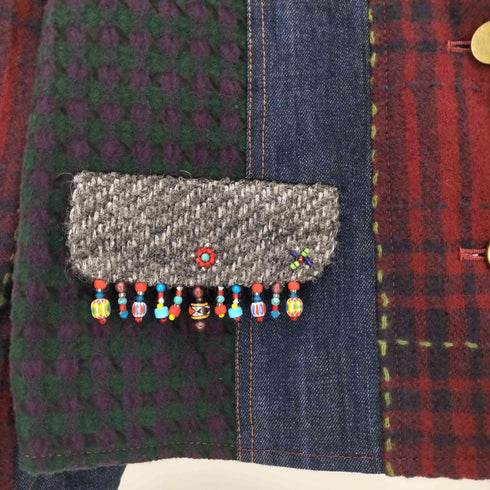 アルベロベロ OLLEBOREBLA オレボレブラ デニム 異素材 配色切替 ビジュー装飾 カーブデザインジャケット レディース