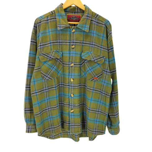 クイックシルバー Quiksilver 90S SALT-WATER DENIM ロゴ シャモア チェック シャツ メンズ import:L