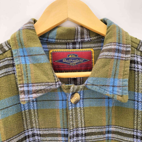 クイックシルバー Quiksilver 90S SALT-WATER DENIM ロゴ シャモア チェック シャツ メンズ import:L