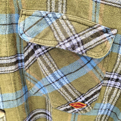 クイックシルバー Quiksilver 90S SALT-WATER DENIM ロゴ シャモア チェック シャツ メンズ import:L