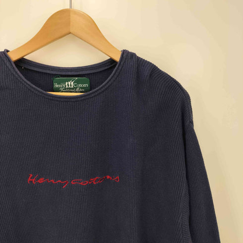 ヘンリーコットンズ Henry Cottons ロゴ 刺しゅう コットン クルーネックニット メンズ