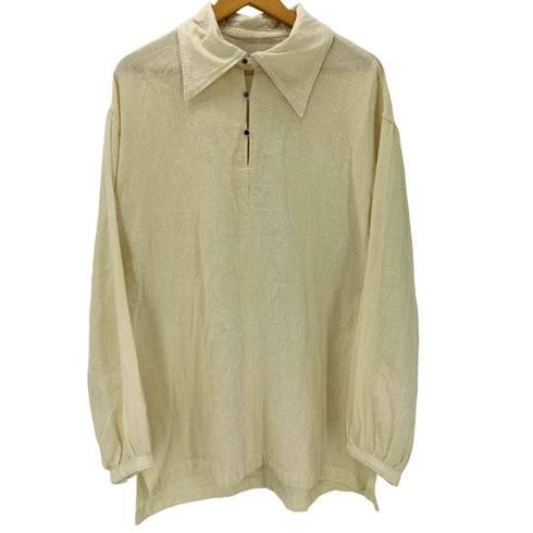 デカ襟 シェル ボタン ガーゼ スキッパー グランパ シャツ プルオーバー メンズ