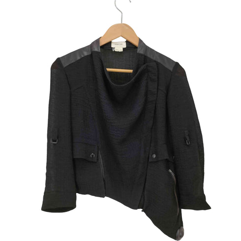 ヘルムートラング HELMUT LANG ラムレザー切り替え アシンメトリー ブルゾン ARCHIVE レディース P
