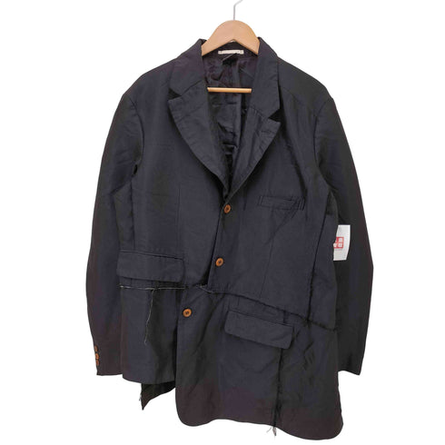 コムデギャルソンオムプリュス COMME des GARCONS HOMME PLUS 断ち切り デザイン ポリ縮 アシンメトリー テーラードジャケット メンズ JPN:M