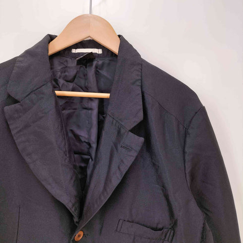 コムデギャルソンオムプリュス COMME des GARCONS HOMME PLUS 断ち切り デザイン ポリ縮 アシンメトリー テーラードジャケット メンズ JPN:M