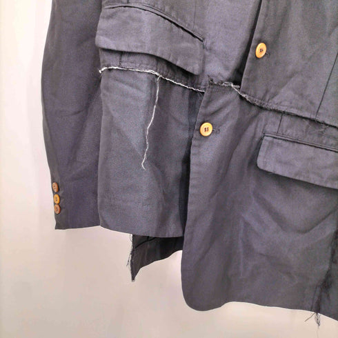 コムデギャルソンオムプリュス COMME des GARCONS HOMME PLUS 断ち切り デザイン ポリ縮 アシンメトリー テーラードジャケット メンズ JPN:M