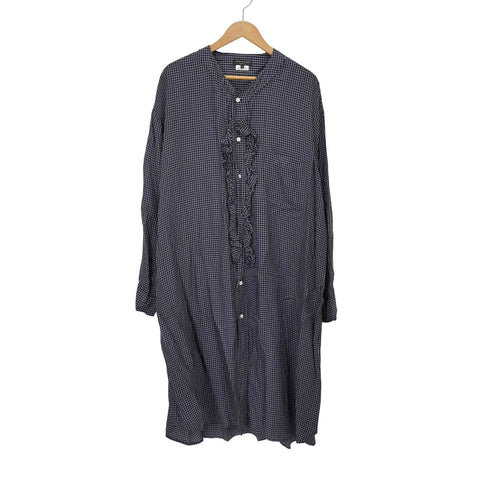 コムデギャルソンオムプリュス COMME des GARCONS HOMME PLUS 22SS 花の存在期 フリル チェック柄 ロングシャツ メンズ JPN:M