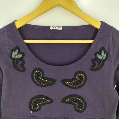 ミュウミュウ miu miu イタリア製 ペイズリーワッペン ボートネック チュニックワンピース レディース import:XS