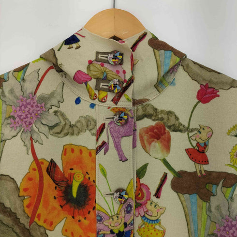 アルベロベロ OLLEBOREBLA オレボレブラ ぶたさん 花 ちょうちょ 総柄 フーデット ウール ハーフコート レディース