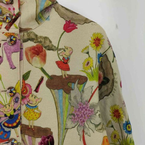 アルベロベロ OLLEBOREBLA オレボレブラ ぶたさん 花 ちょうちょ 総柄 フーデット ウール ハーフコート レディース