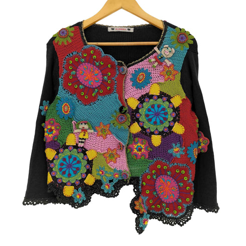 アルベロベロ OLLEBOREBLA オレボレブラ ブタさん おはな アップリケ スパンコール ビジュー装飾 変形 カーディガン レディース