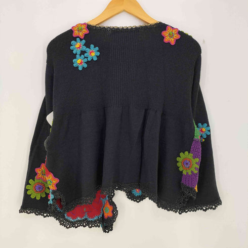 アルベロベロ OLLEBOREBLA オレボレブラ ブタさん おはな アップリケ スパンコール ビジュー装飾 変形 カーディガン レディース