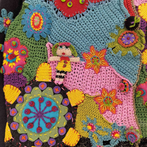 アルベロベロ OLLEBOREBLA オレボレブラ ブタさん おはな アップリケ スパンコール ビジュー装飾 変形 カーディガン レディース