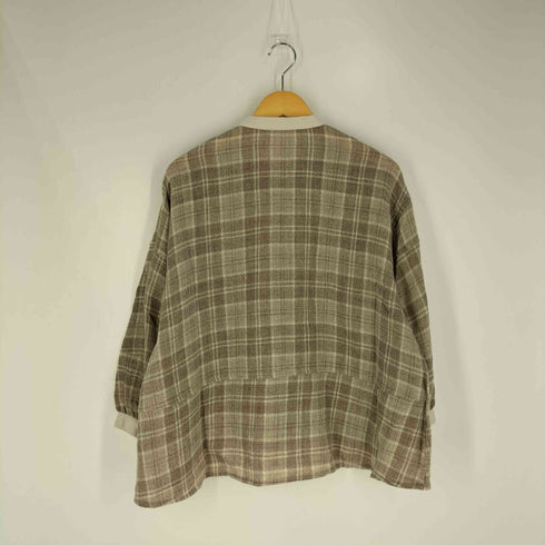 コットンハウスアヤ Cotton House Aya ウールチェック バンドカラー シャツ レディース JPN:M