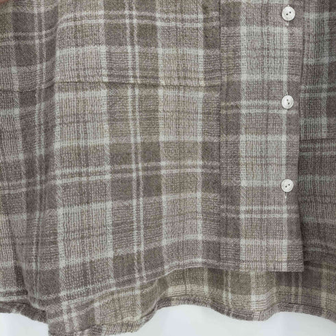 コットンハウスアヤ Cotton House Aya ウールチェック バンドカラー シャツ レディース JPN:M