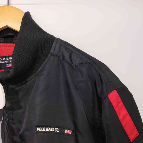 ポロジーンズカンパニーラルフローレン POLO JEANS COMPANY RALPH LAUREN 90s 星条旗 裏地サーマル サイドテープ MA-1 ジップアップ ブルゾン ポロジン メンズ import:L