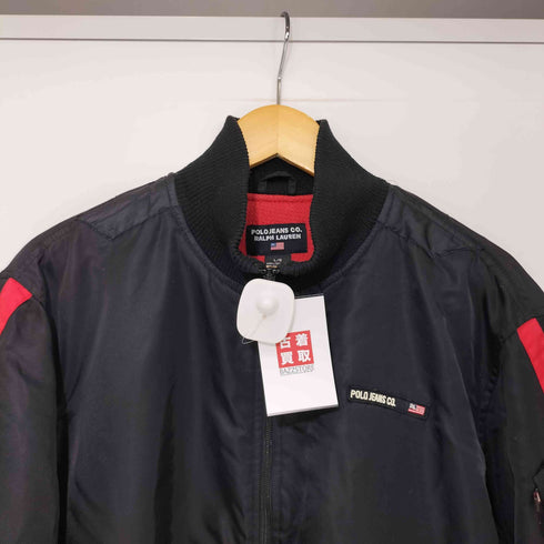 ポロジーンズカンパニーラルフローレン POLO JEANS COMPANY RALPH LAUREN 90s 星条旗 裏地サーマル サイドテープ MA-1 ジップアップ ブルゾン ポロジン メンズ import:L