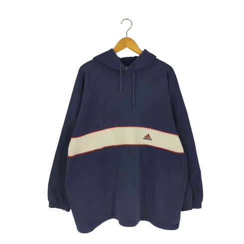 アディダス adidas 90S 万国旗タグ パフォーマンスロゴ 刺繍 切替 ラグランスリーブ プルオーバーパーカー メンズ import:L