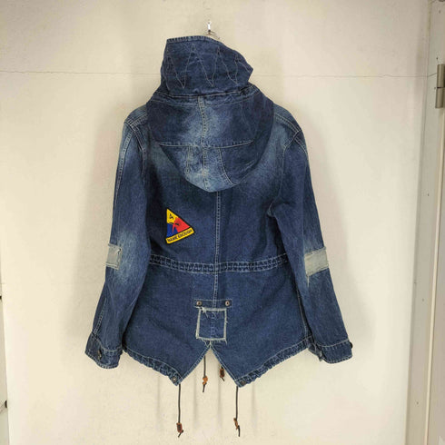 ZABARA ワッペン刺繍デニムモッズコート メンズ