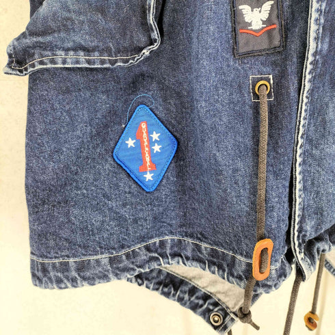 ZABARA ワッペン刺繍デニムモッズコート メンズ